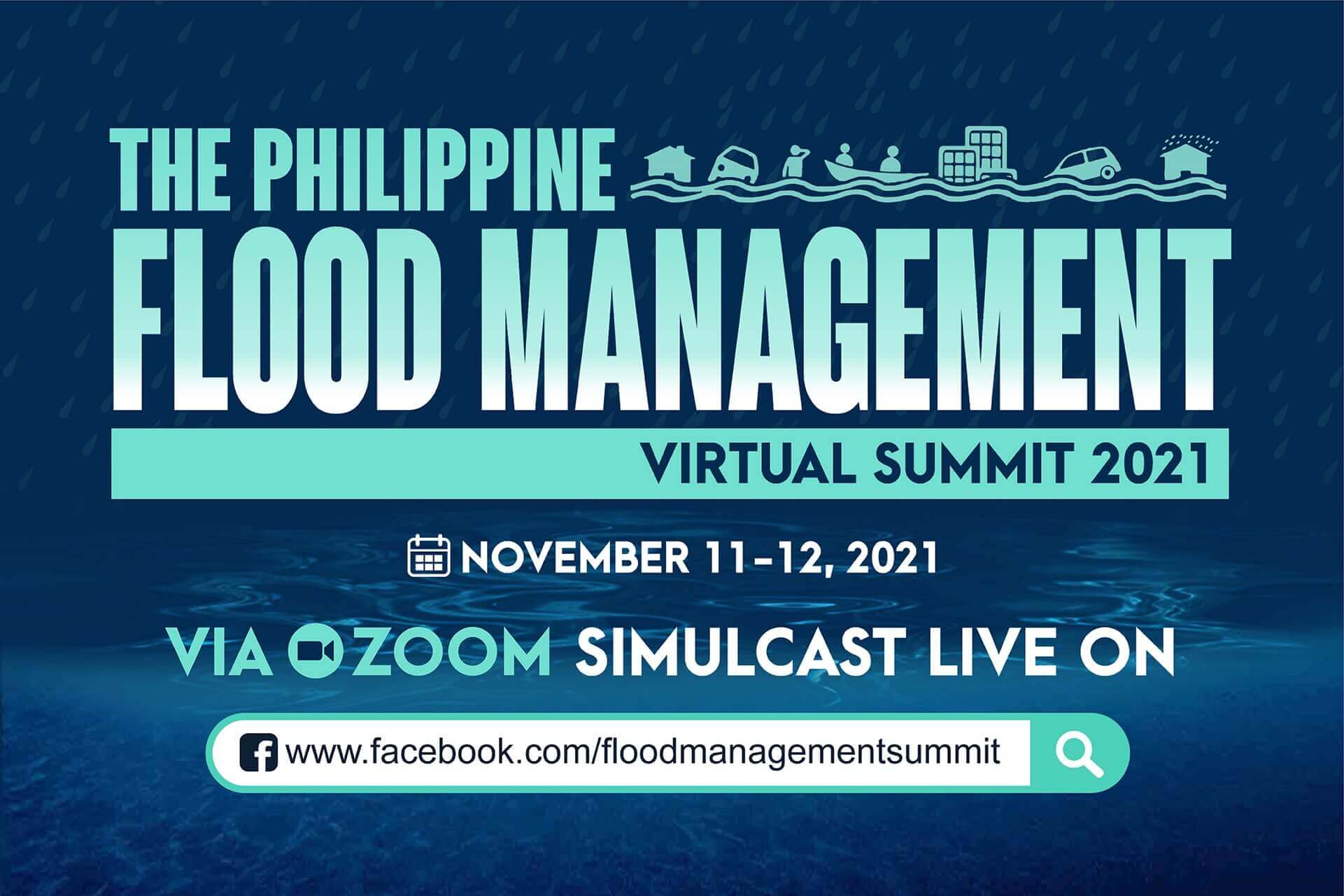The Philippine Flood Management Virtual Summit 2021 banner, November 11-12, via Zoom and Facebook.