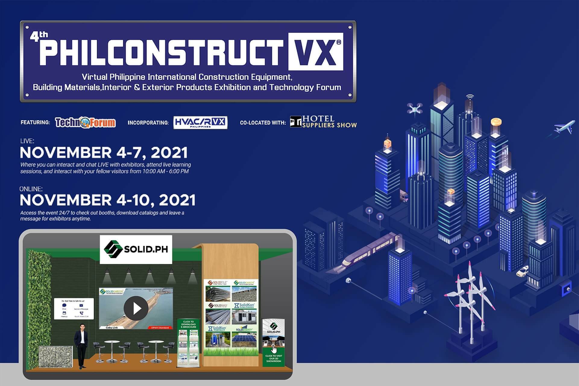 Philconstruct VX, a virtual Philippine international construction equipment exhibition happening November 4-10, 2021.
