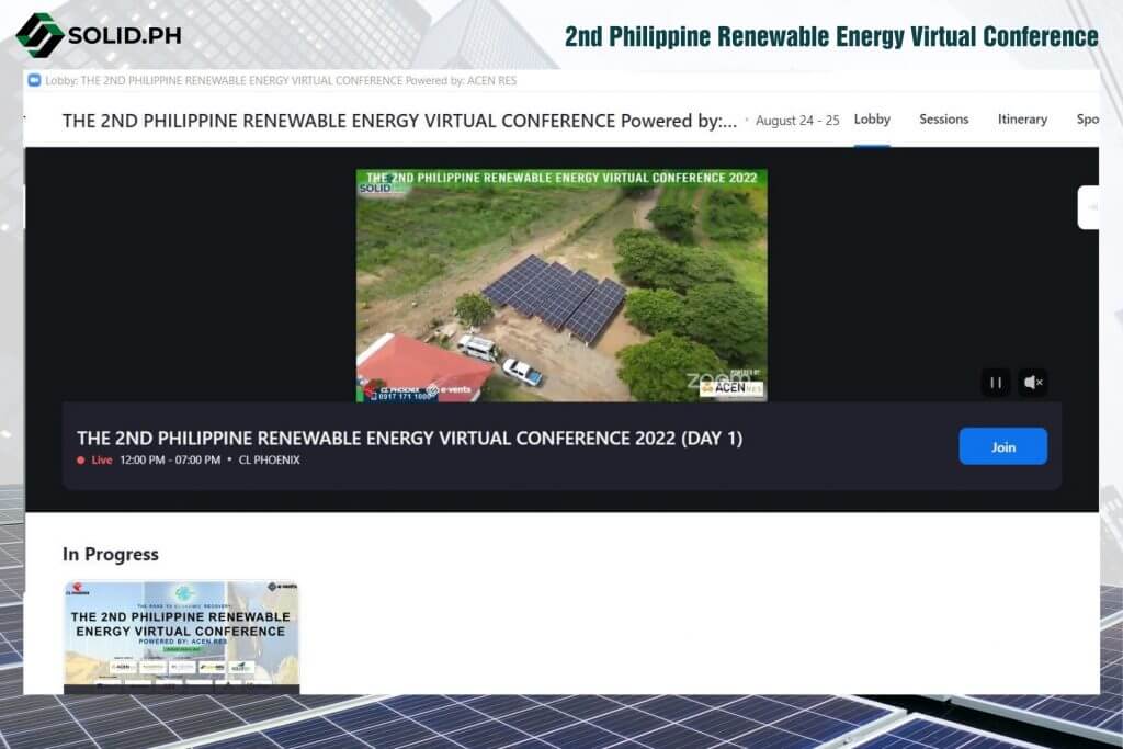 Screenshot of the 2nd Philippine Renewable Energy Virtual Conference website.