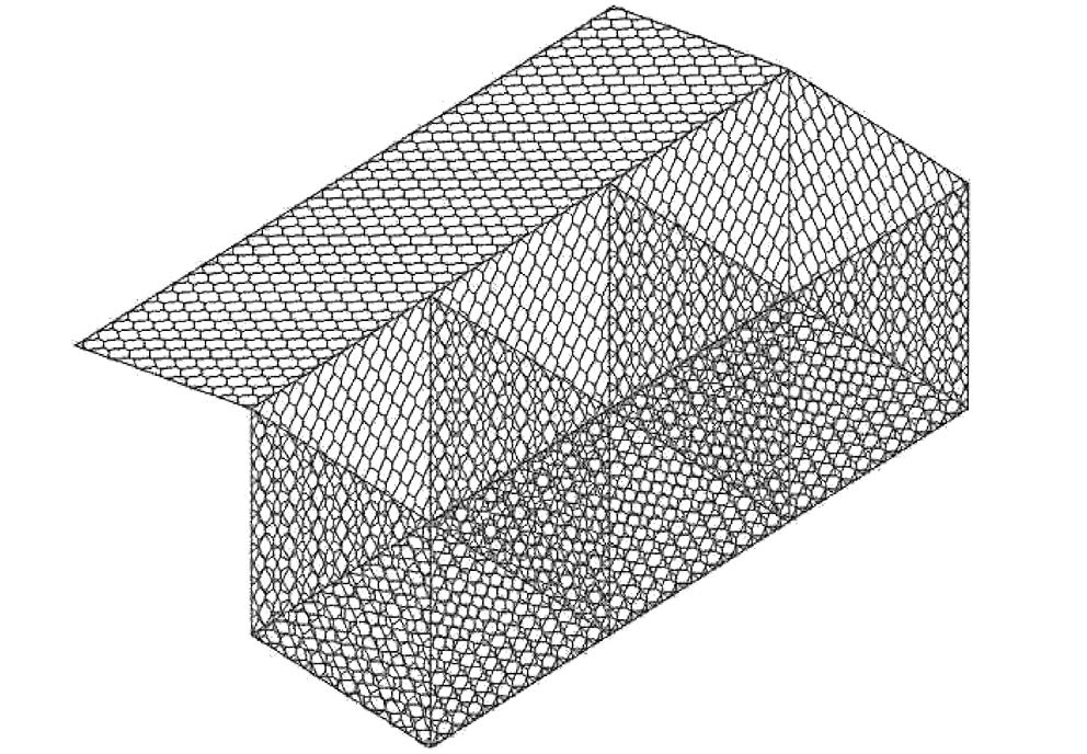 Abstract geometric wireframe of a building.