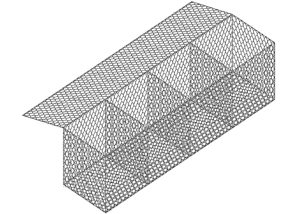 3D wireframe model of a structure with a shelf, viewed from an angle.