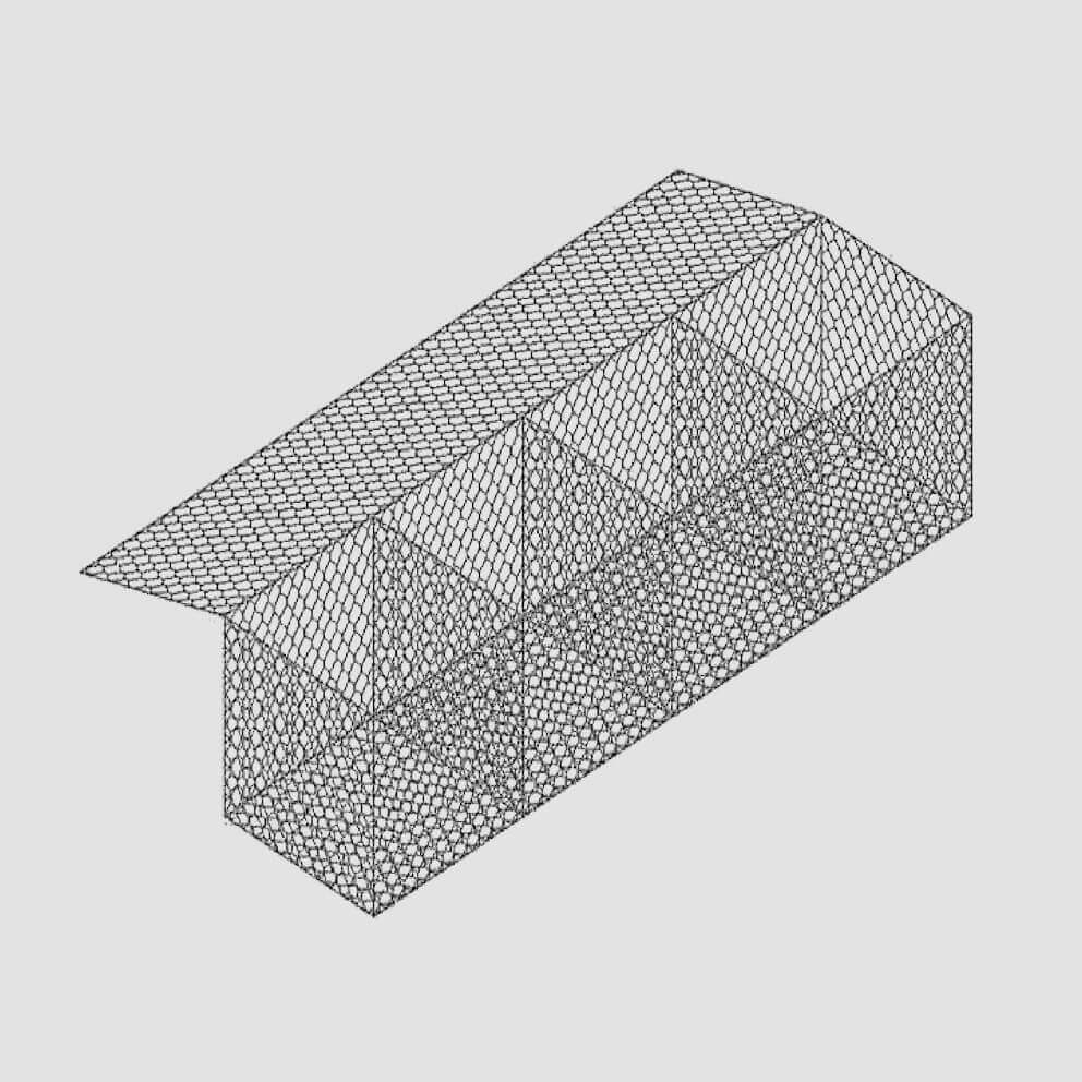 Isometric view of a 4x1x1m gabion.