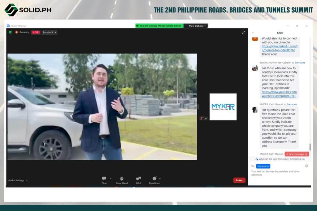 Screenshot of "The 2nd Philippine Roads, Bridges and Tunnels Summit" webinar.