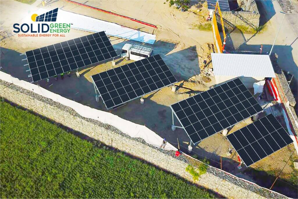 Drone shot of the Solar Farm or Solar Carport