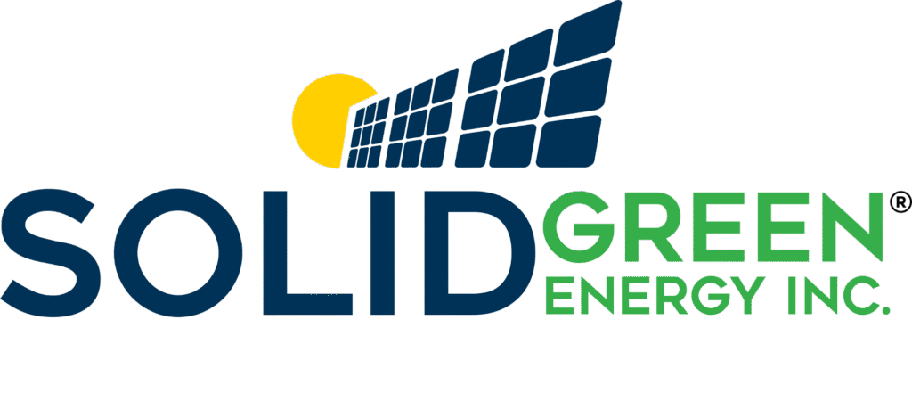 Solid Green Energy Inc. logo with sun and solar panels above the text.