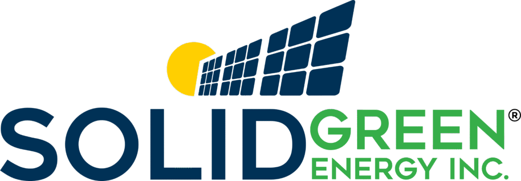 Solid Green Energy Inc. logo with a sun and solar panels.