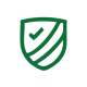 Green shield icon with checkmark, symbolizing integrity.