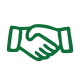 Green outline of a handshake.